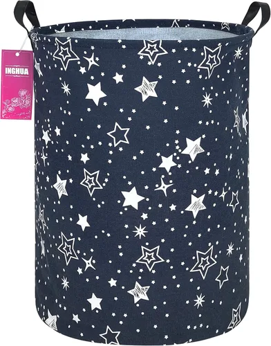 Miniatura 8 de Cesta de lavandería grande de tela de lona ligera, cesta de almacenamiento para juguetes, ropa sucia plegable, impermeable, para dormitorios