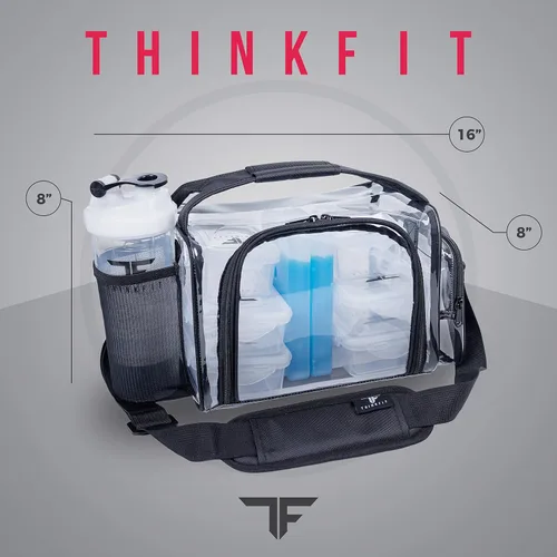 Miniatura 6 de ThinkFit Bolsa de almuerzo transparente con 6 recipientes para preparación de comidas - Sin BPA, reutilizable, apta para microondas + congelador