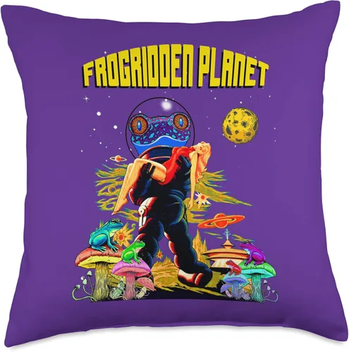 Miniatura 4 de Funny Cute Frog Character 1950's Culture Nostalgia Poison Dart Frogs Cartoon Retro B Movie Fifties Sci-Fi Space - Almohada espacial, 16 x 16