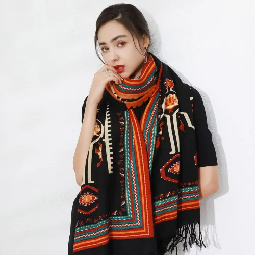 Miniatura 90 de DANA XU Manta de pashmina extragrande 100% de lana merina, bufanda de viaje, bufanda de cachemira para mujer, otoño e invierno, chal de gran