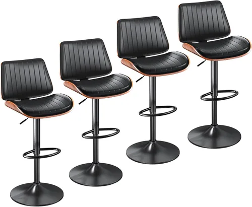 Miniatura 31 de YaFiti Adjustable Bar Stools, Modern Swivel PU Leather Counter Height Chairs with Backrest, Armless Kitchen Island Stools, Black 1 PCS