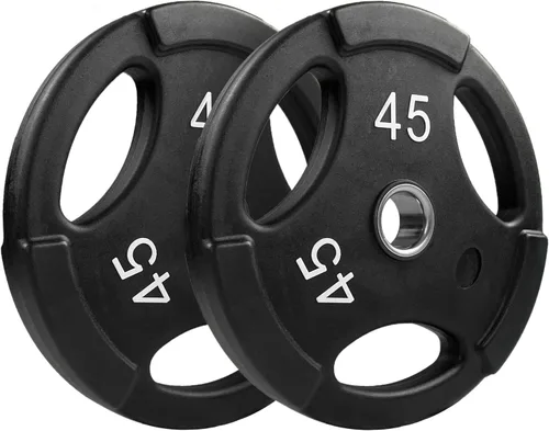 NEXO - Par de platos comerciales de uretano de 45 libras, estándar olímpico de 2 pulgadas, acabado premium para entrenamiento de pesas, fitness,