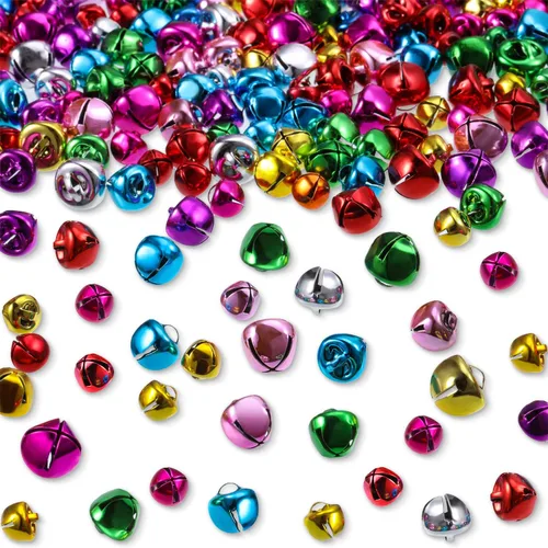 Campanas de Navidad, 300 campanas de manualidades, campanas de bricolaje para corona, hogar de vacaciones y decoración de Navidad (multicolor,