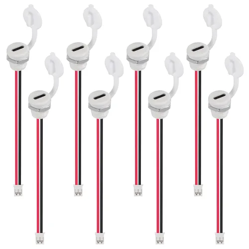 Miniatura 31 de 8pcs Bare Board Type-C Female Chassis Waterproof 2P Solder Wire Type USB C Pigtail Cable Extension Power Cable USB-C Plug to 2 Pin Bare Wire Open