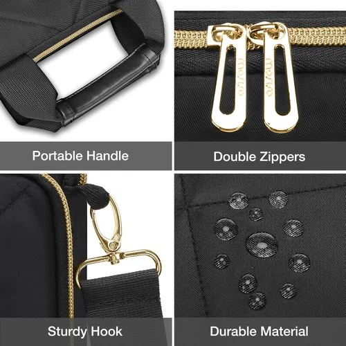 Miniatura 7 de MOSISO Vertical Laptop Bag,Computer Bags,Rhombus Quilted Laptop Shoulder Bag with Trolley Sleeve&Pocket&Handle