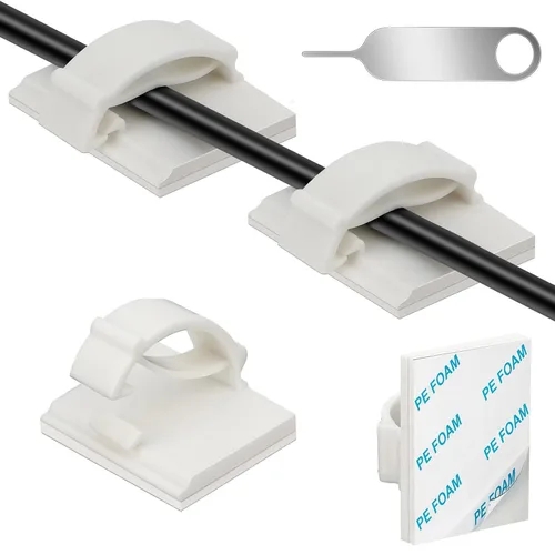 Miniatura 8 de Clips adhesivos para cables de gestión de cables, 50 unidades, color negro, adecuado para cables con un diámetro de ≤ 0.236 in en automóviles, casas