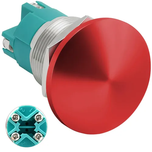 Miniatura 11 de Interruptor de botón de cierre de 10 Amp, 16 mm, con cabeza de hongo roja, impermeable, DC12V 24V 110V/120V 250VAC, SPST, de acero inoxidable