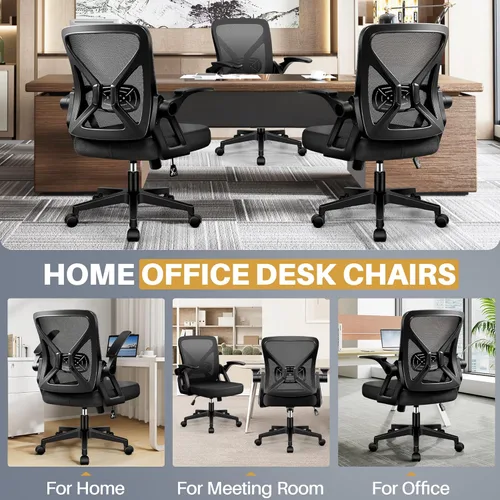 Miniatura 4 de FelixKing Silla de oficina – Silla de escritorio ergonómica de malla transpirable con ruedas y soporte lumbar, sillas de oficina con reposabrazos