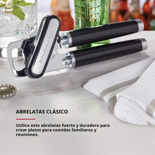 Miniatura 2 de KitchenAid - Abrelatas multifunción clásico y abrebotellas de fácil uso, rueda de corte de acero inoxidable ultra afilada, mangos ergonómicos Negro