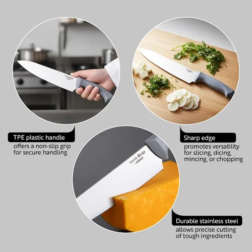 Miniatura 3 de Restaurantware Comfy Grip - Cuchillo de chef de 10 pulgadas, 1 cuchillo de cocina afilado, mango ergonómico, agarre antideslizante, cuchillo
