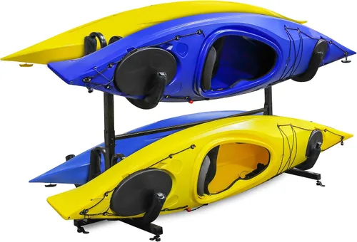 Miniatura 9 de RaxGo - Estante de almacenamiento independiente para kayak, almacenamiento resistente para dos kayaks, SUP, canoa y tabla de remo para interiores