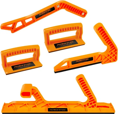 Miniatura 9 de POWERTEC 72096 peine de sujeción universal 1PK para carpintería multifuncional con sistema de bloqueo flexible y de inglete y 2 piezas de empuje