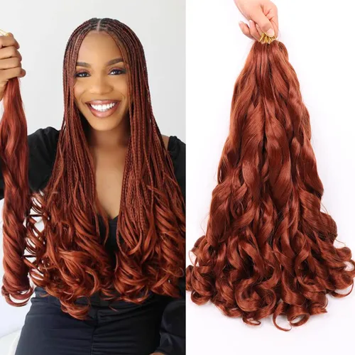 Miniatura 45 de Cabello rizado francés para trenzar de 12 pulgadas, 8 paquetes de cabello rizado preestirado para trenzas de caja, rizos franceses, trenzas
