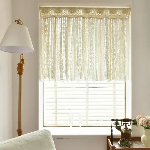 Miniatura 12 de YJ YANJUN Cenefas bohemias para ventanas hechas a mano de algodón con encaje de ganchillo para sala de estar, cortinas huecas de café de 16 pulgadas