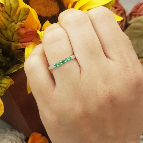Miniatura 150 de Dazzlingrock Collection Anillo de boda redondo de 5 piedras preciosas o diamantes para mujer en oro macizo de 10 K/14 K/18 K