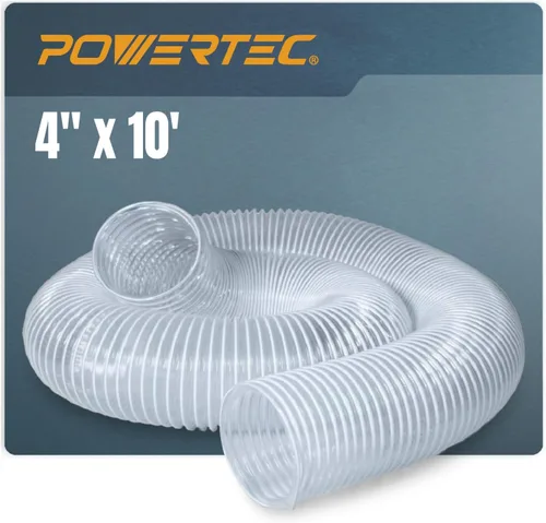 POWERTEC Manguera de recolección de polvo de 4 x 10 pies, manguera flexible de PVC colector de polvo de 4 pulgadas para sierra de mesa, sierra de