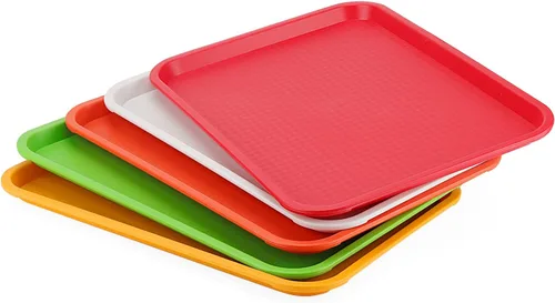 Miniatura 5 de LEXININ 9 bandejas de plástico de 16 x 12 pulgadas para servir comida rápida, juego de bandejas para servir restaurante, bandeja colorida
