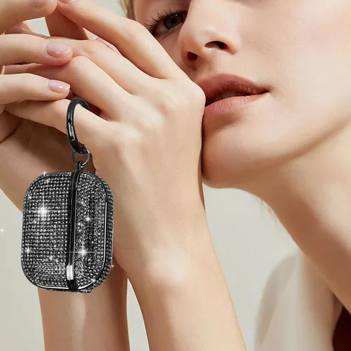Miniatura 2 de LUVI Compatible con AirPods Pro (2019) Funda de diamantes de imitación con purpurina brillante de cristal brillante linda funda protectora a prueba