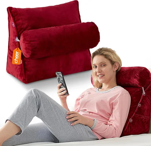 Miniatura 9 de Cheer Collection Almohada de cuña de lectura, almohada de TV con almohada ajustable, soporte de espalda de espuma viscoelástica para sofá y cama