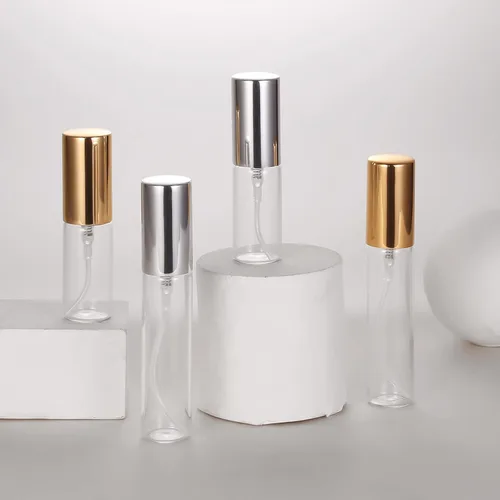 Miniatura 2 de Juego de 20 botellas de perfume de viaje de 10 ml, atomizador recargable, botella vacía hidratante (con tapas doradas)