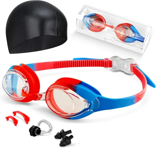 Miniatura 8 de Gafas de natación para niños, antivaho y protección UV con gorro de natación para niños de 3 a 15 años
