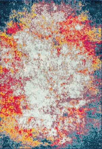 Miniatura 9 de JONATHAN Y Alfombra abstracta moderna para interiores, color crema/azul, 3 x 5, contemporánea POP, transicional, fácil limpieza para sala de estar