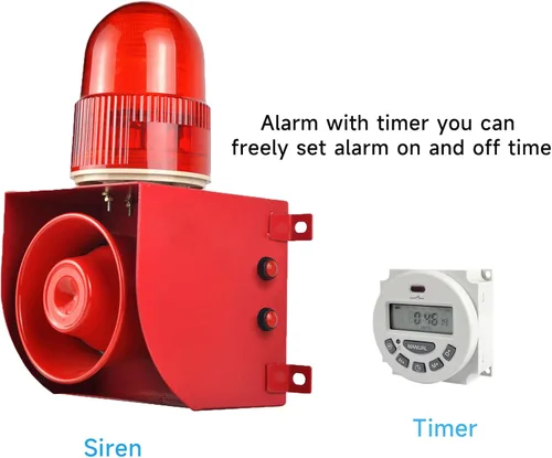 Miniatura 2 de Y DIANS Timeable Alarm Siren Outdoor or Indoor 120dB Emergency Siren 25W Security Alarm Systerm with Timer, LED Strobe Light for Industry Mine