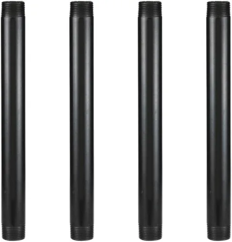 Miniatura 10 de GeilSpace Tubo de metal negro precortado de 1 x 28 pulgadas, acero industrial que se adapta a tubos y accesorios roscados negros estándar de una