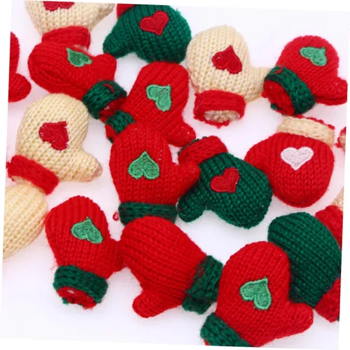 Miniatura 2 de EXCEART Guantes en miniatura, 16 piezas de mini guantes tejidos pequeños adornos de punto muñeca pequeña DIY suministros de manualidades DIY mini