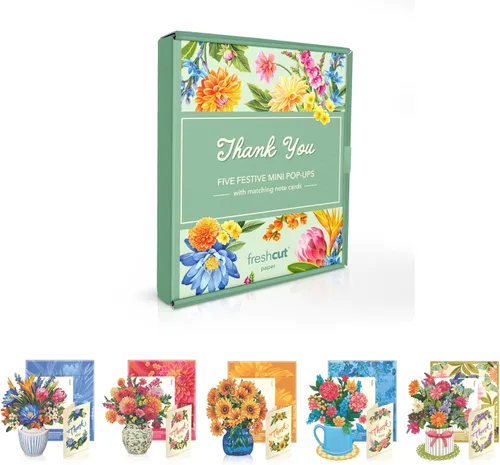 Miniatura 11 de Freshcut Paper Tarjetas desplegables, juego de 12 mini ramos de flores con tarjeta a juego, tarjetas de felicitación de flores emergentes 3D de 6
