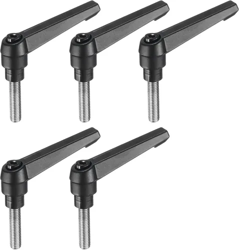 Miniatura 11 de uxcell 5 piezas de manija de palanca de sujeción ajustable M5 x 1.969 in de óxido negro métrico de acero al carbono macho roscado perillas de mano