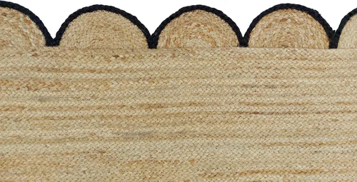 Miniatura 7 de Alfombra festoneada de yute natural, borde negro, 2 x 3 pies