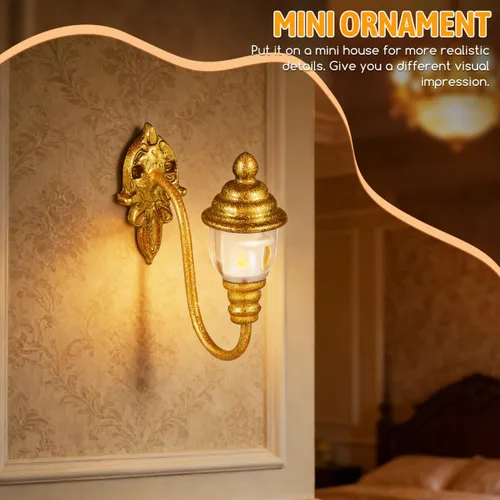 Miniatura 2 de DOITOOOL - 4 luces de pared para casa de muñecas, mini luces vintage para casa de muñecas, apliques de pared a escala 1:87, modelos para bricolaje
