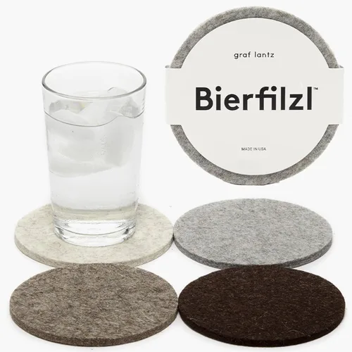 Miniatura 16 de Graf Lantz - Juego de 4 posavasos redondos de lana de merino Bierfilzl - Negro (círculos de 10 cm) - Absorbe el 30% del peso - Lana alemana