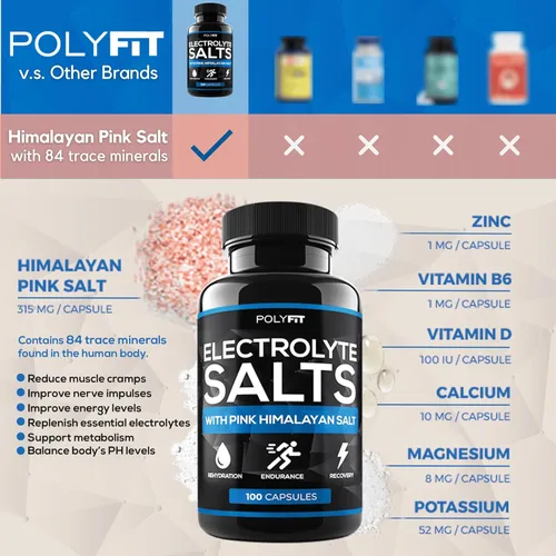 Miniatura 4 de Polyfit Sales de electrolitos – 100 pastillas de sal – Certificado NSF – Comprimidos de sal de reemplazo de electrolitos para corredores