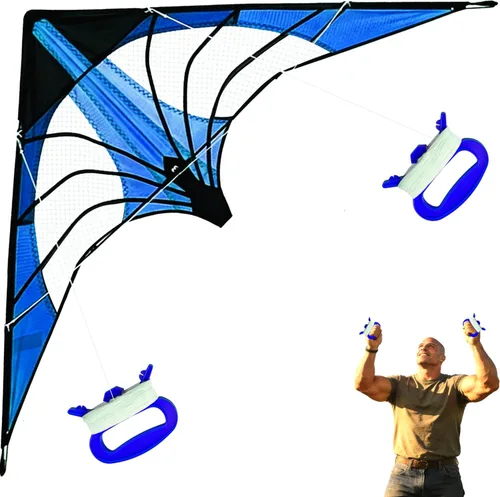 HENGDA KITE - Cometa de rima estelar mejorada de 48 pulgadas, cometa de acrobacias de doble línea para niños y adultos, deportes al aire libre,