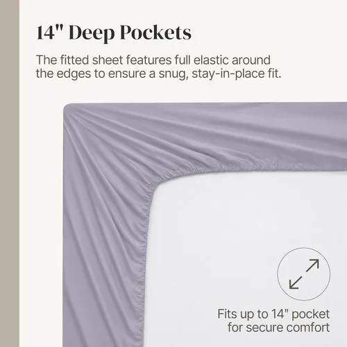 Miniatura 6 de Modern Threads Sábanas de microfibra suave, incluye sábana encimera, sábana bajera con bolsillos profundos y fundas de almohada, color liso, mármol