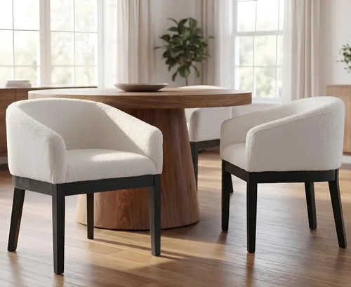 Miniatura 14 de RIVOVA Juego de 2 Sillas de Comedor Beige de Mediados de Siglo Modernas Sillas de Comedor Tapizadas en Lino Sillas de Cocina y Comedor con Respaldo