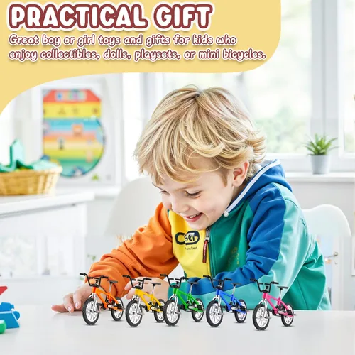 Miniatura 6 de Poen 24 unidades de mini bicicletas de dedo para niños, recuerdos de fiesta, juguete de bicicleta de metal para estudiantes, premios de clase
