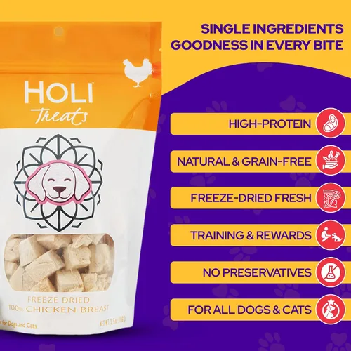 Miniatura 3 de HOLI Paquete variado de golosinas, hígado de res, salmón capturado en la naturaleza, pechuga de pollo, fabricado en Estados Unidos, golosinas