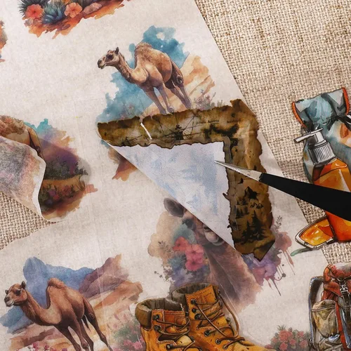 Miniatura 5 de Calcomanías de diario para suministros de diario basura, 20 hojas-260 calcomanías mágicas para álbumes de recortes, papel PET y Washi, adhesivo