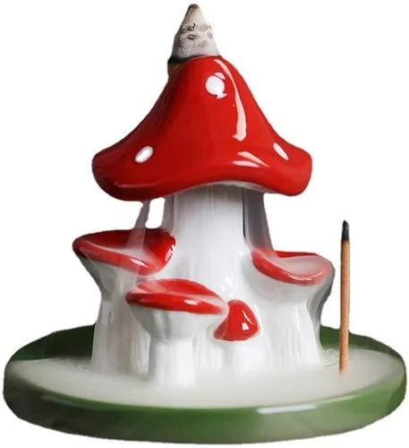 Miniatura 2 de Quemador de incienso de cerámica de reflujo para decoración del hogar, quemador de incienso de hongos creativos, sándalo, aromaterapia, incensario