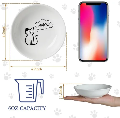 Miniatura 7 de HAPPY KIT 2 piezas Cuencos Pequeños para Gatos, Cuenco de Comida para Gatos de 5 Pulgadas para Gatos de Interior, Lindo Juego de Platos/Plato/Platos