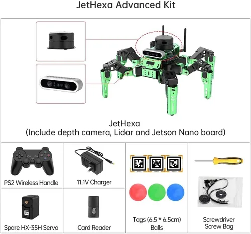Miniatura 5 de Hiwonder JetHexa - Kit de robot hexápodo para cámara de profundidad Jetson Nano 3D, G4 Lidar y Lidar Mapping Navigation ROS AI Robot Kit