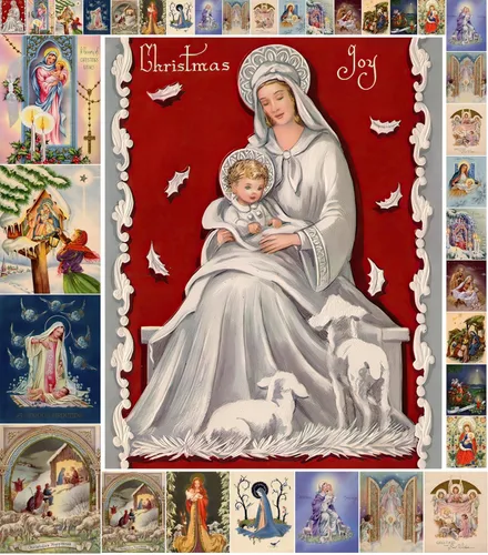 Miniatura 5 de Paquete de papel para decoupage (10 hojas A4 / 21x30 cm) Vintage Navidad Santa Regalo Árbol FLONZ Efímera Vintage Cinco