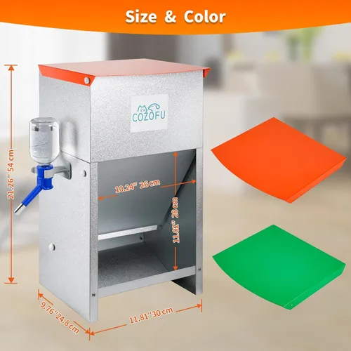 Miniatura 6 de Comedero automático para perros alimentado por gravedad con cuenco de agua, estación de alimentos de acero galvanizado para interiores y exteriores