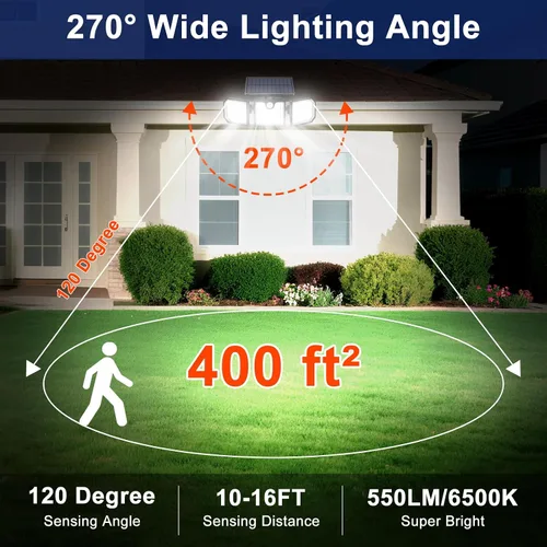 Miniatura 4 de Aolyty Luces solares con sensor de movimiento, luces estroboscópicas solares impermeables IP65, luces de pared estroboscópicas - Blanco
