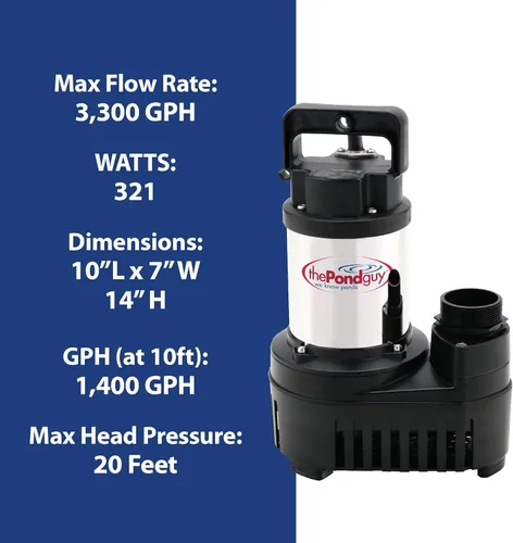 Miniatura 5 de The Pond Guy RapidFlo - Bomba de agua sumergible para exteriores, perfecta para estanques, cascadas, arroyos, características hidropónicas y sin