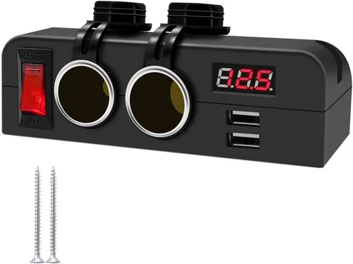 Miniatura 7 de Divisor de enchufe de encendedor de cigarrillos de 2 vías, impermeable, 12 V, repuesto de enchufe de adaptador de corriente dual para automóvil, RV