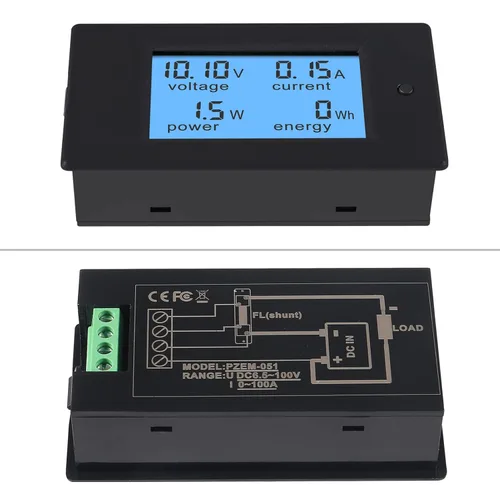 Miniatura 3 de DC 6.5-100V 0-100A 12V 24V 36V 48V 60V 72V Volt Amp Watt Medidor Pantalla LCD Digital Voltaje de corriente Medidor de energía Multímetro Amperímetro